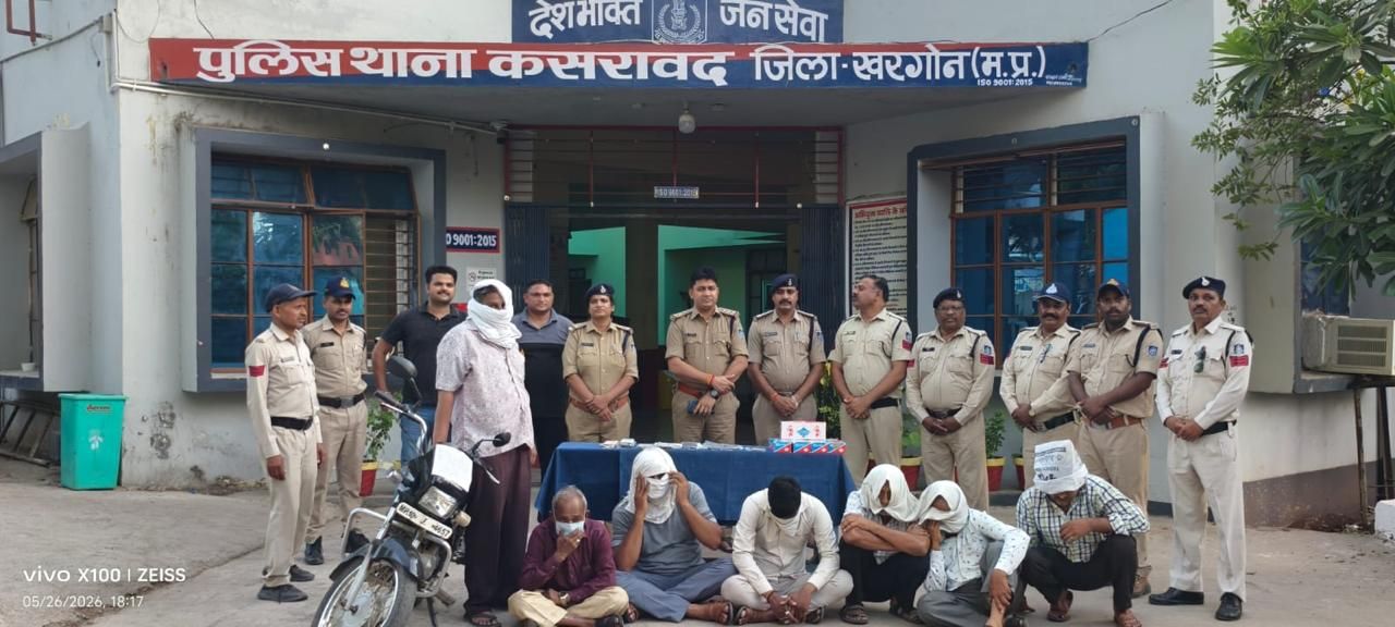 कसरावद थाने ने जुए सट्टे के खिलाफ बड़ी कार्रवाई कर 95800 नगदी जप्त  पांच को गिरफ्तार किया