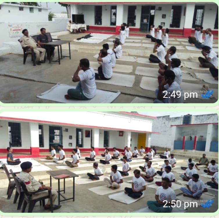 योग सप्ताह के तहत सब जेल कसरावद में हुआ योगाभ्यास, बंदियों को दिया स्वस्थ जीवन का संदेश।