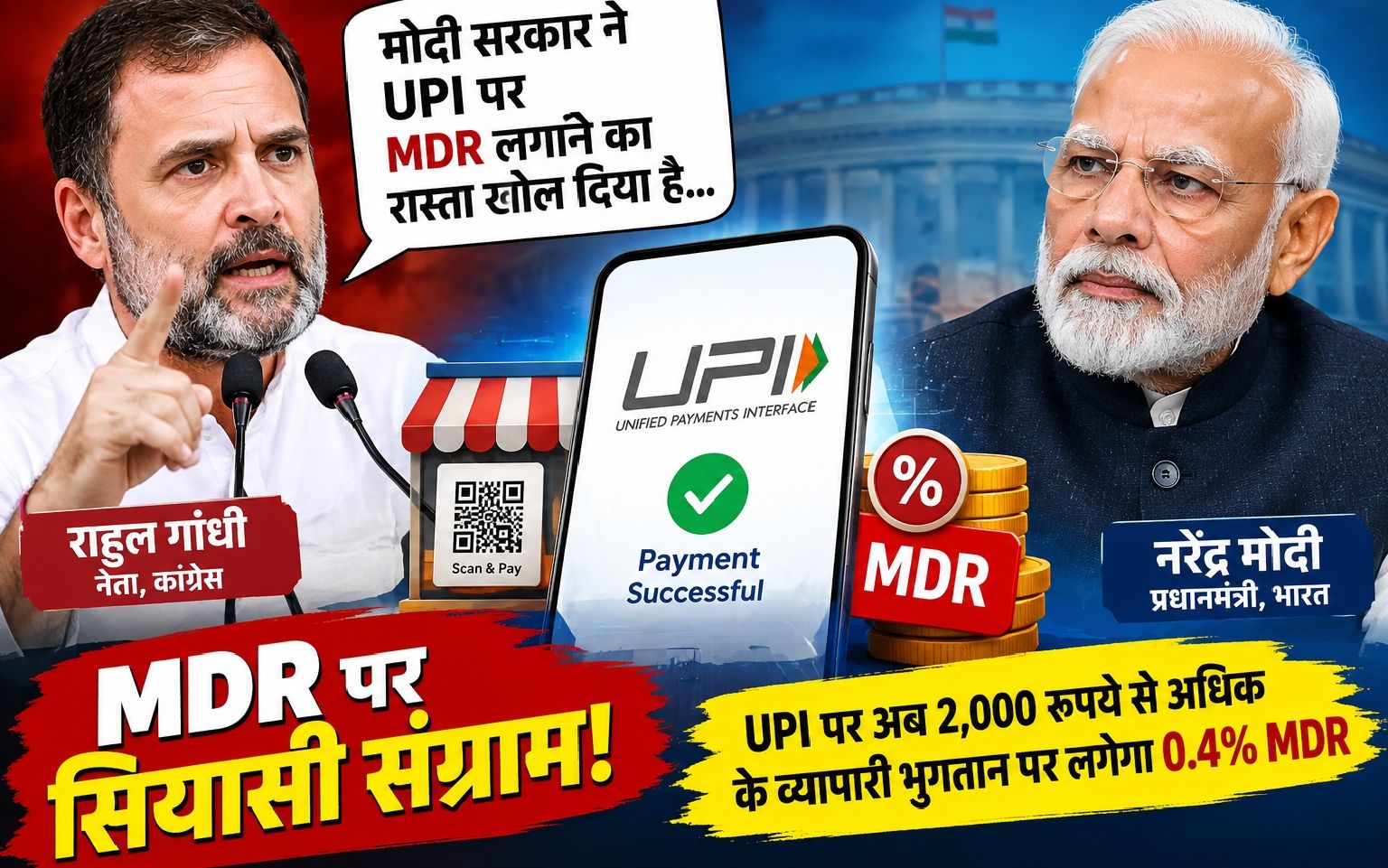 नई दिल्ली 15 सितंबर 2026 को UPI के MDR को लेकर राहुल गांधी ने केंद्र सरकार पर तीखा हमला किया  भाजपा ने दिया जवाब