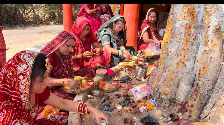 नालछा दशा माता का व्रत रखकर  पीपल की पूजा की महिलाओं ने लगाई परिक्रमा